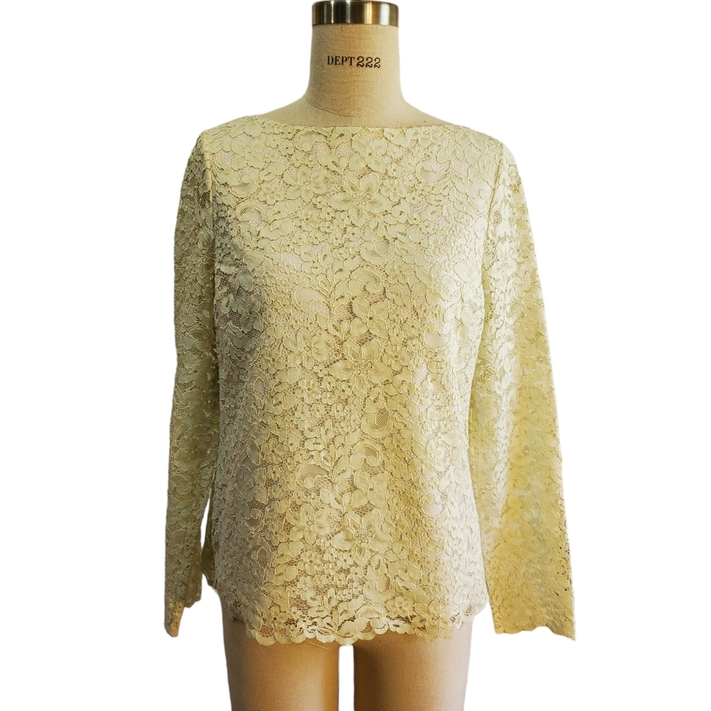 Tory Burch‎ Ivory Lace Fully Lined Blouse Size S